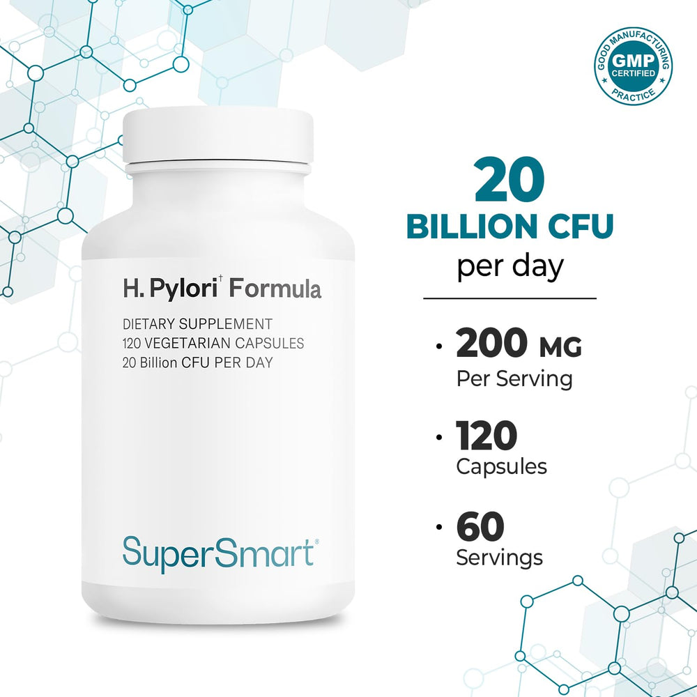 Supersmart H. Pylori product back label with dosing directions.