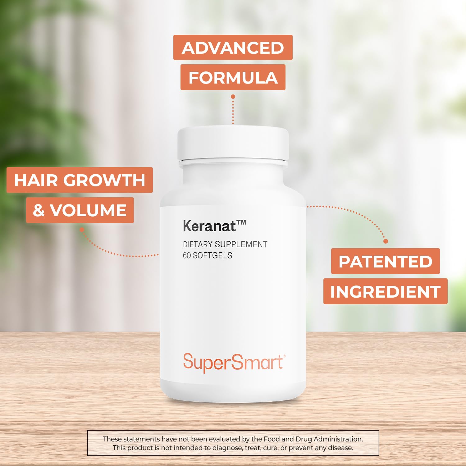 Supersmart Keranat ingredients panel featuring the keranat blend and vitamins