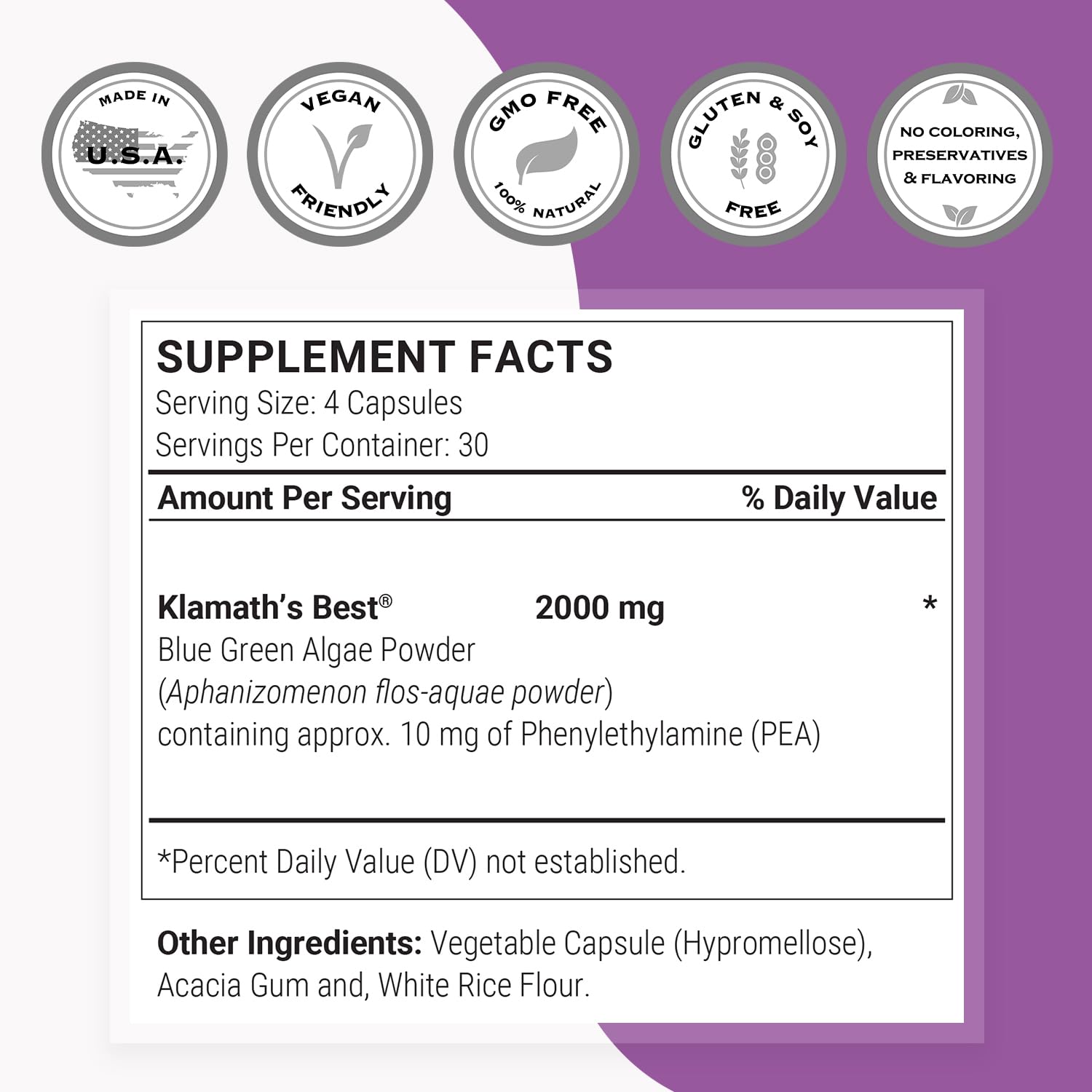 Supersmart label showing non-GMO, gluten-free, and soy-free ingredients.