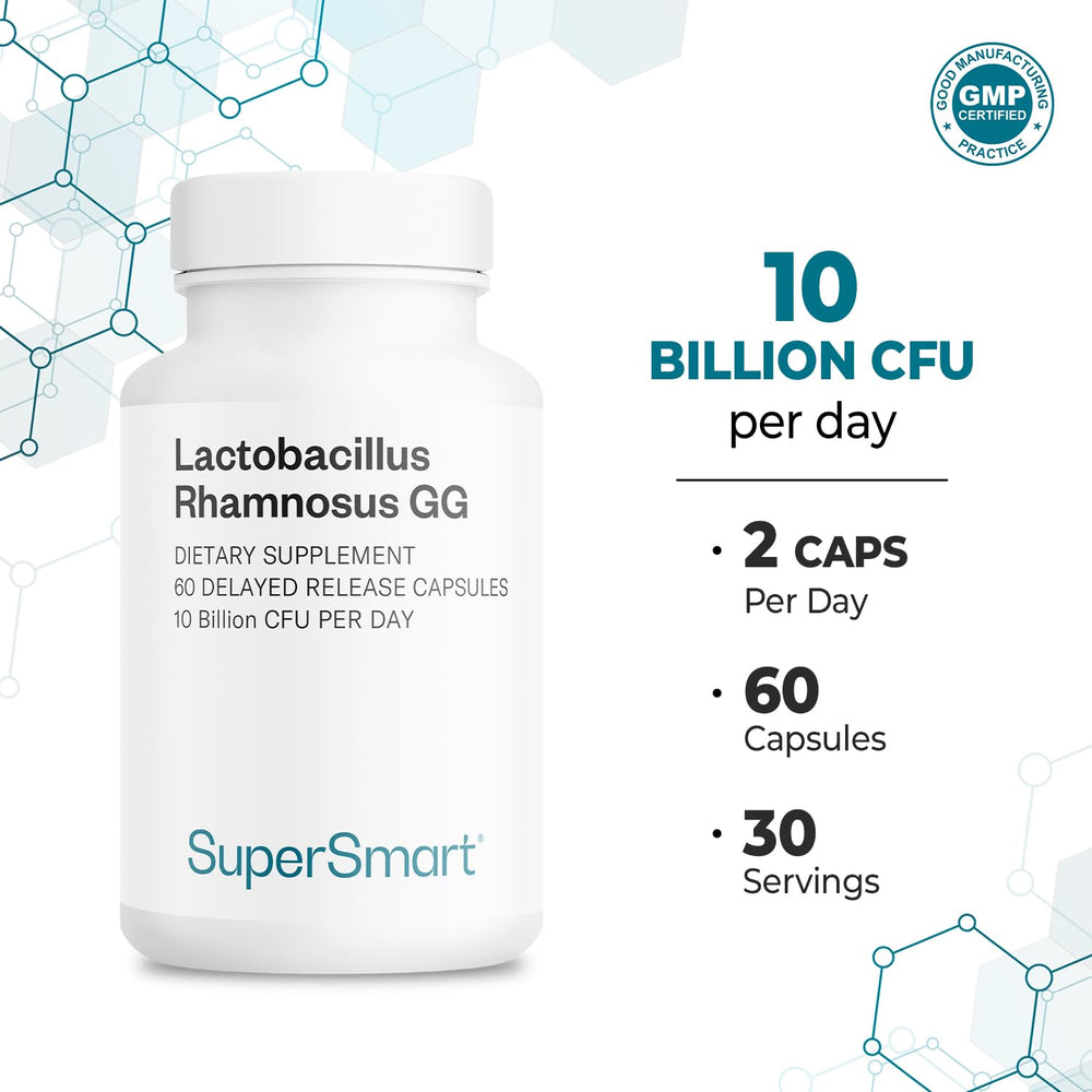 Supersmart LGG flora balance illustration highlighting digestive and vaginal support.