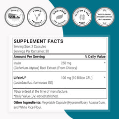 Supersmart LGG with inulin prebiotic visualized as gut nourishment.