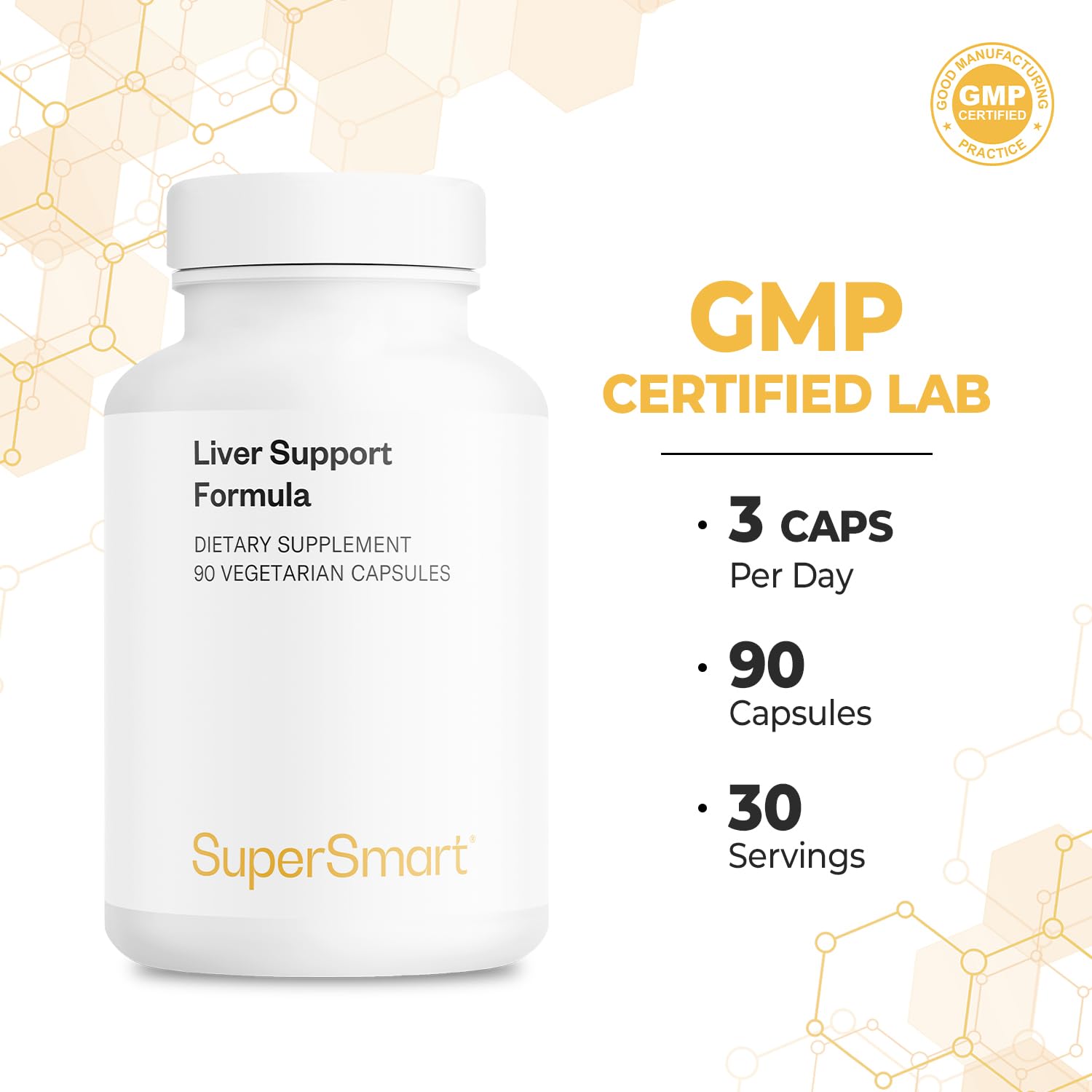 Supersmart Liver Support image featuring ginkgo biloba and NAC components.