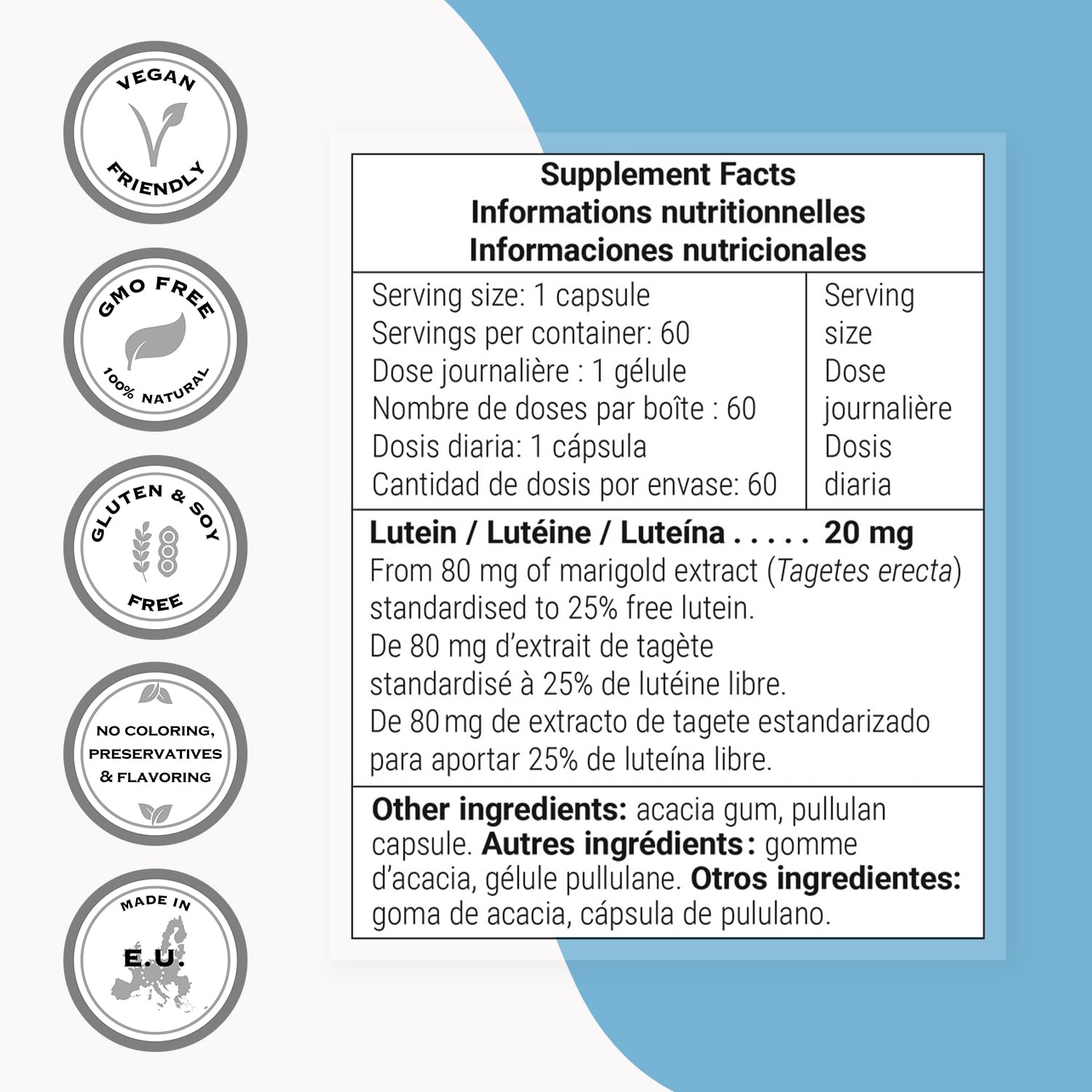 Lutemax patented extract visual conveying high potency lutein