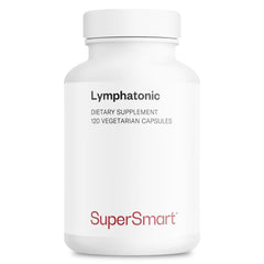 Supersmart Lymphatonic bottle front, showing non-GMO, gluten-free capsules for daily lymphatic support.