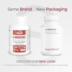 Supersmart Lymphatonic capsules close-up, highlighting vegetarian capsules for clean daily routines.