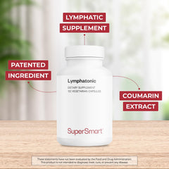 Supersmart Lymphatonic label view, featuring Lymphaselect melilotus extract standardized to 18% coumarin.