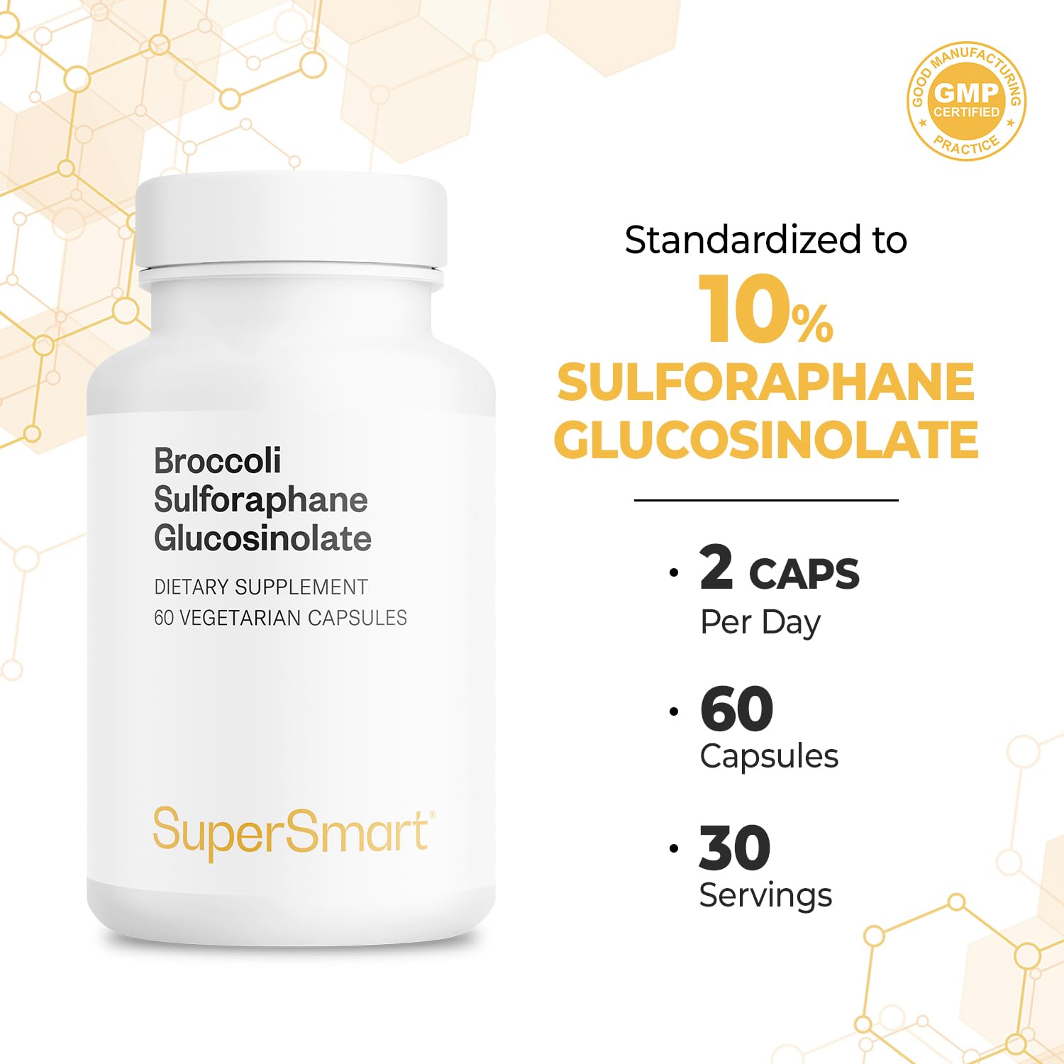 Supersmart packaging confirms non-GMO and gluten-free certification.