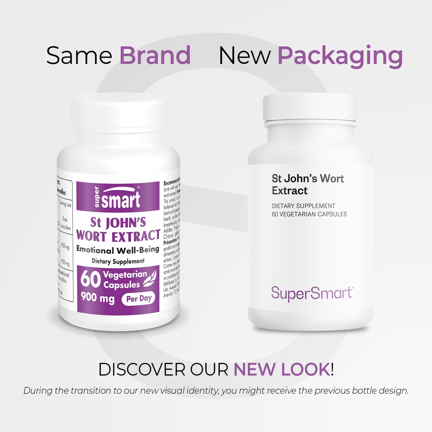 Supersmart St. John’s Wort extract bottle back view showing dosage details for easy use.