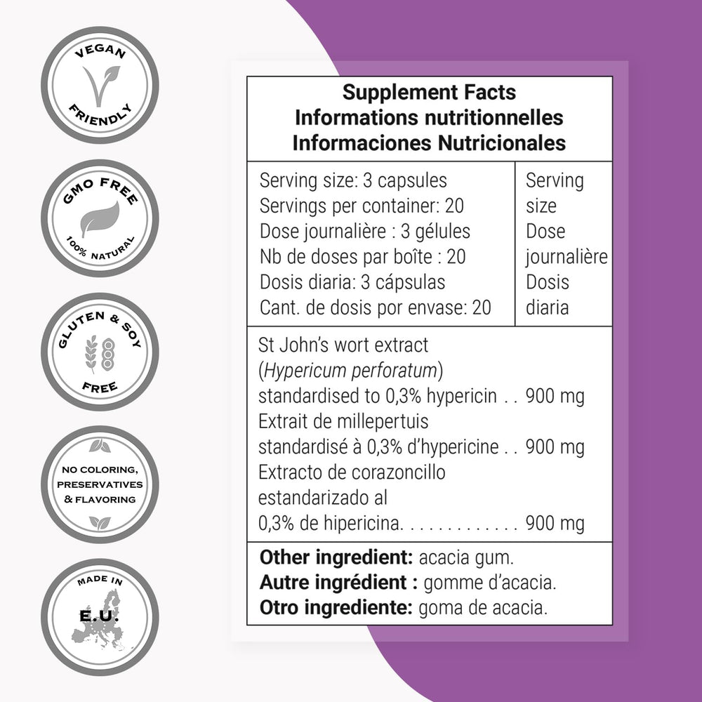 Label detail focused on 0.3% hypericin standardization for reliable dosing.
