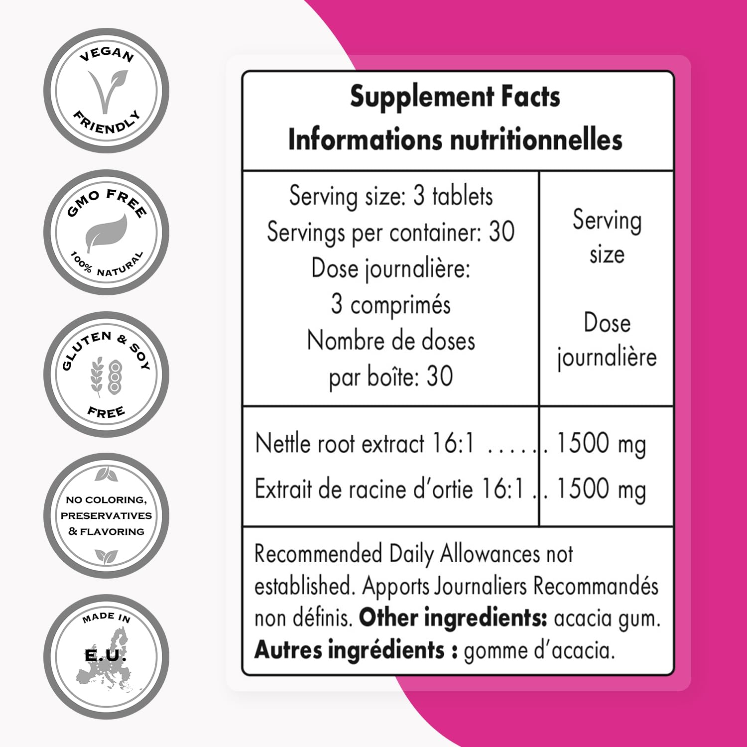 Supersmart stinging nettle root capsules ready for daily wellness routines.