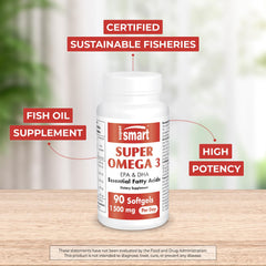 Closeup of Supersmart Omega 3 softgels for easy daily use