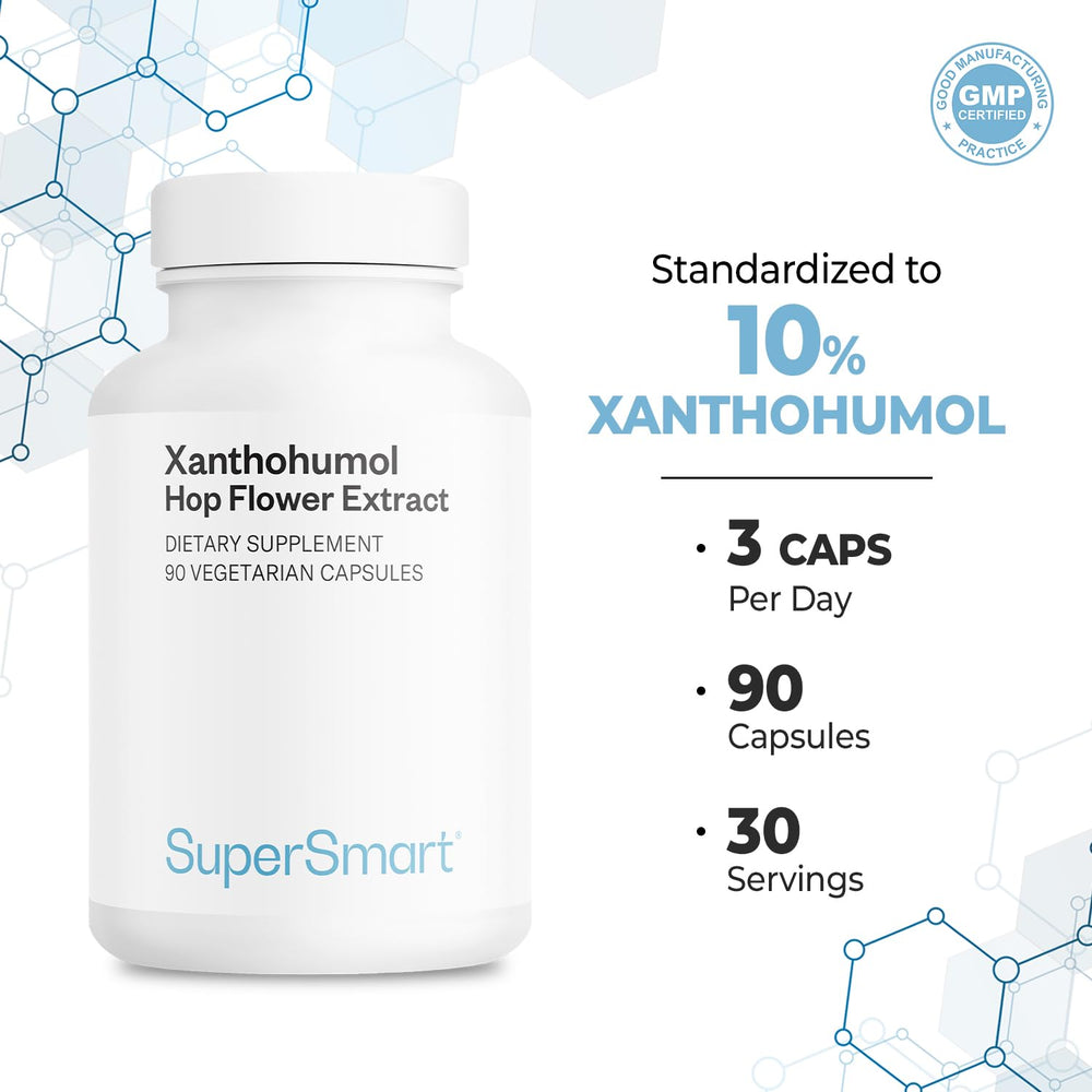Supersmart Xanthohumol acacia gum and rice flour ingredients close-up