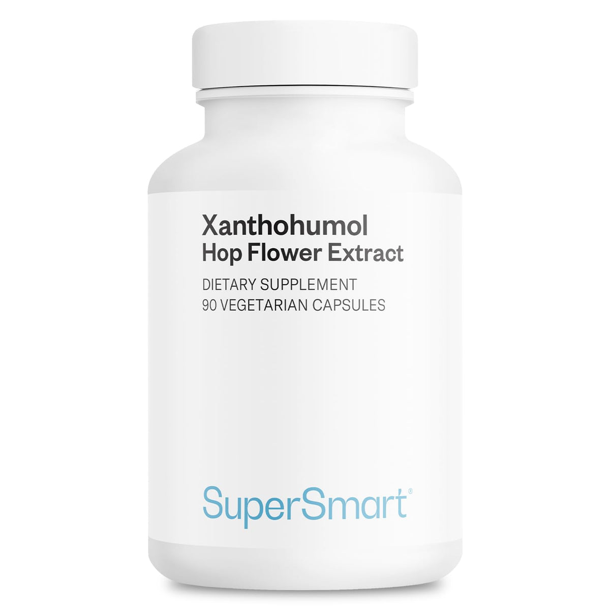 Supersmart Xanthohumol capsules bottle close-up for daily antioxidant support