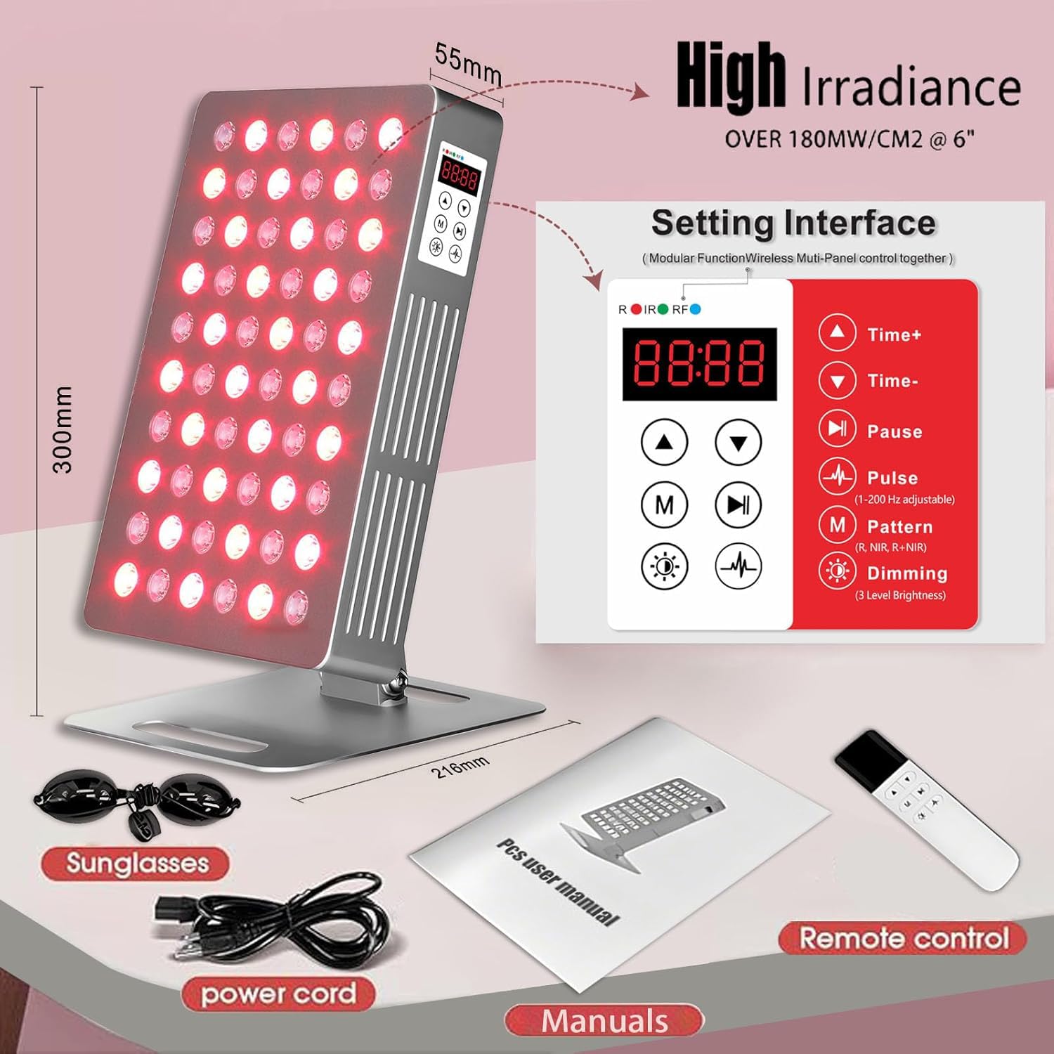 Supersred close-up of LED array shows flicker-free brightness