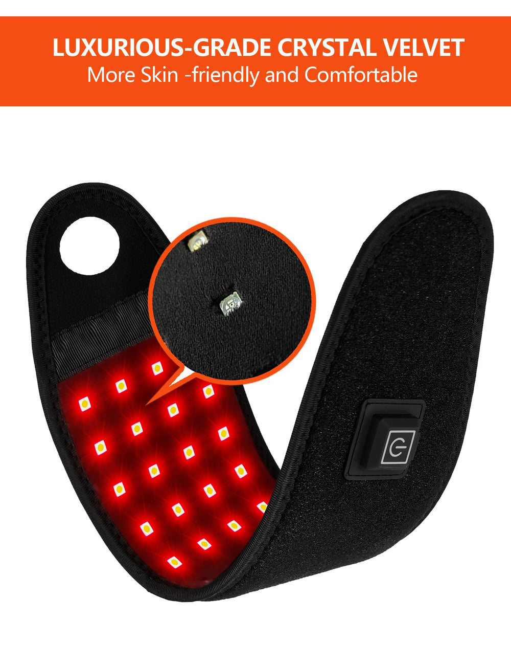 Supersred portable home-use design supports easy, on-the-go light therapy.