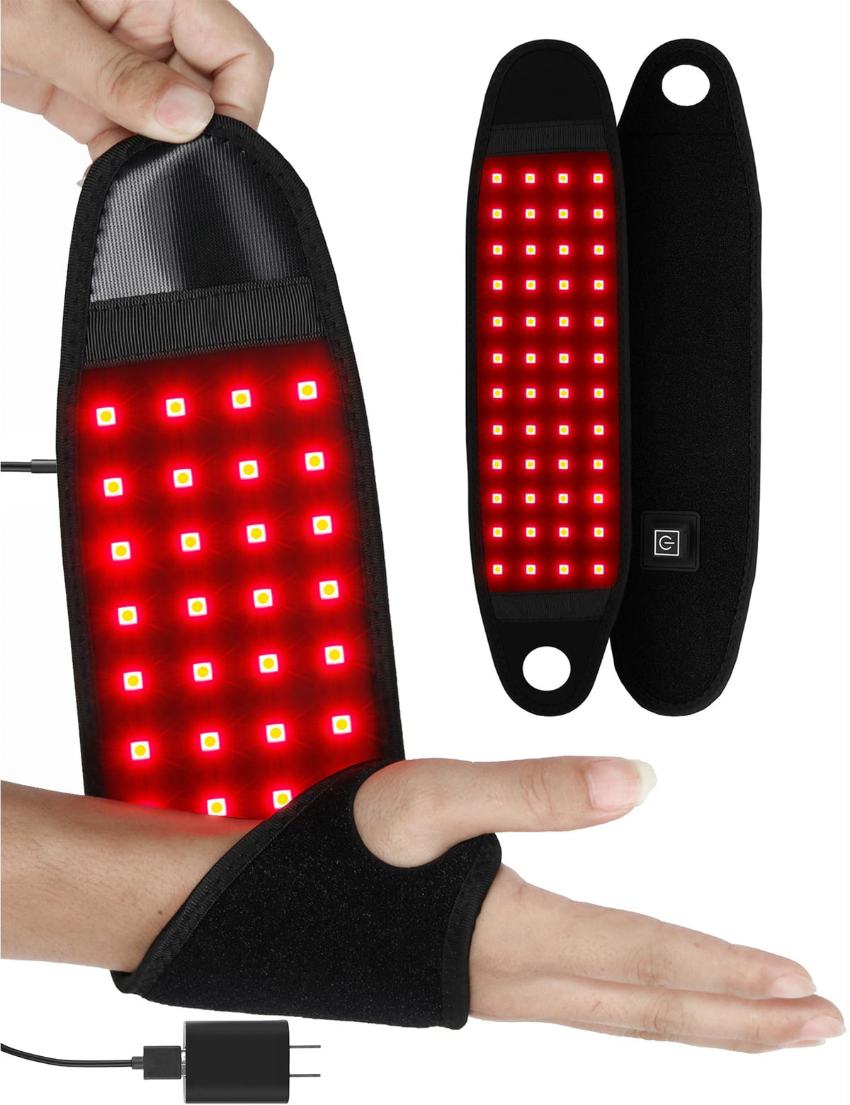 Supersred red light therapy pad for hands and wrists emits soothing 660nm and 850nm light.