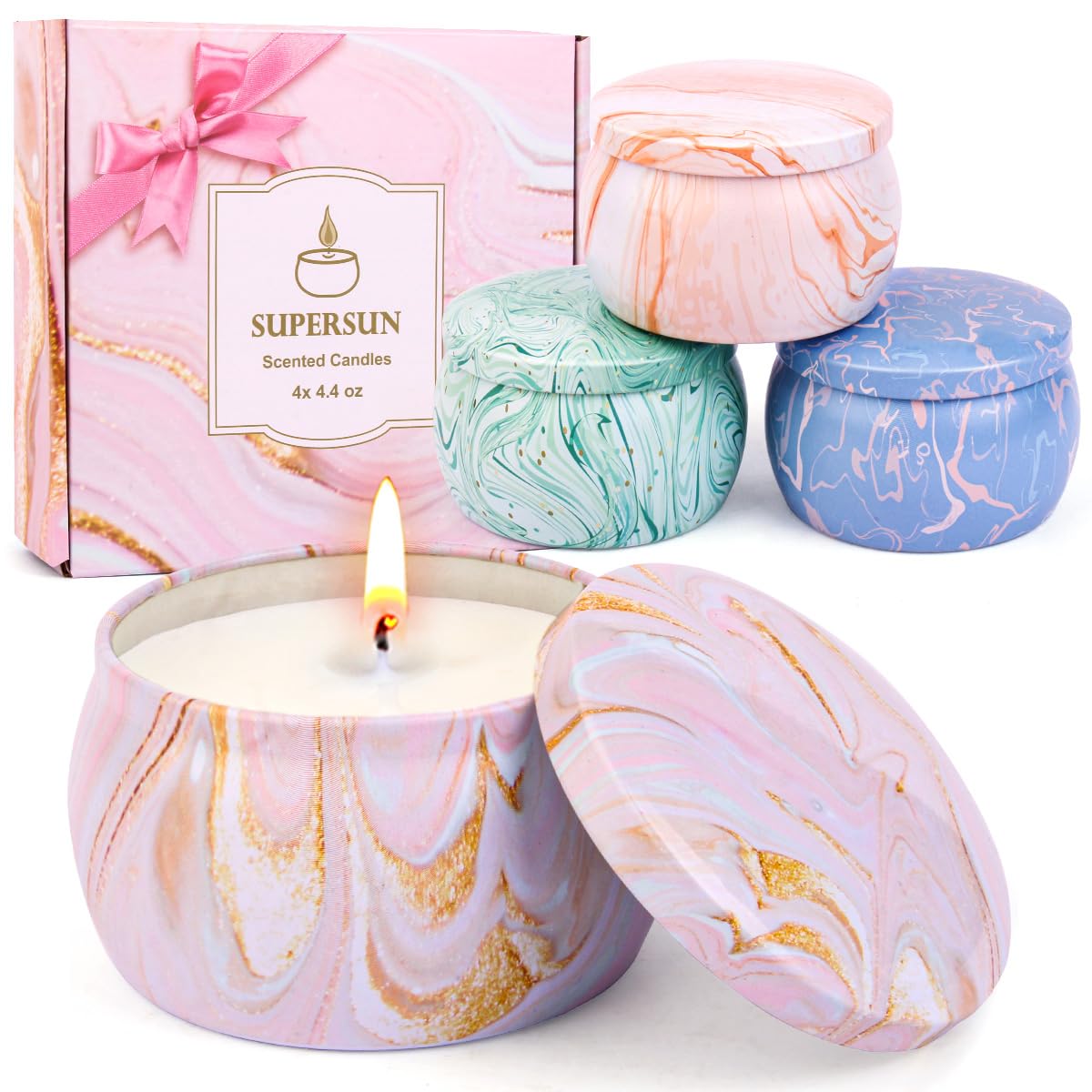 SUPERSUN vanilla candle tin delivers a warm, inviting scent for cozy spaces.