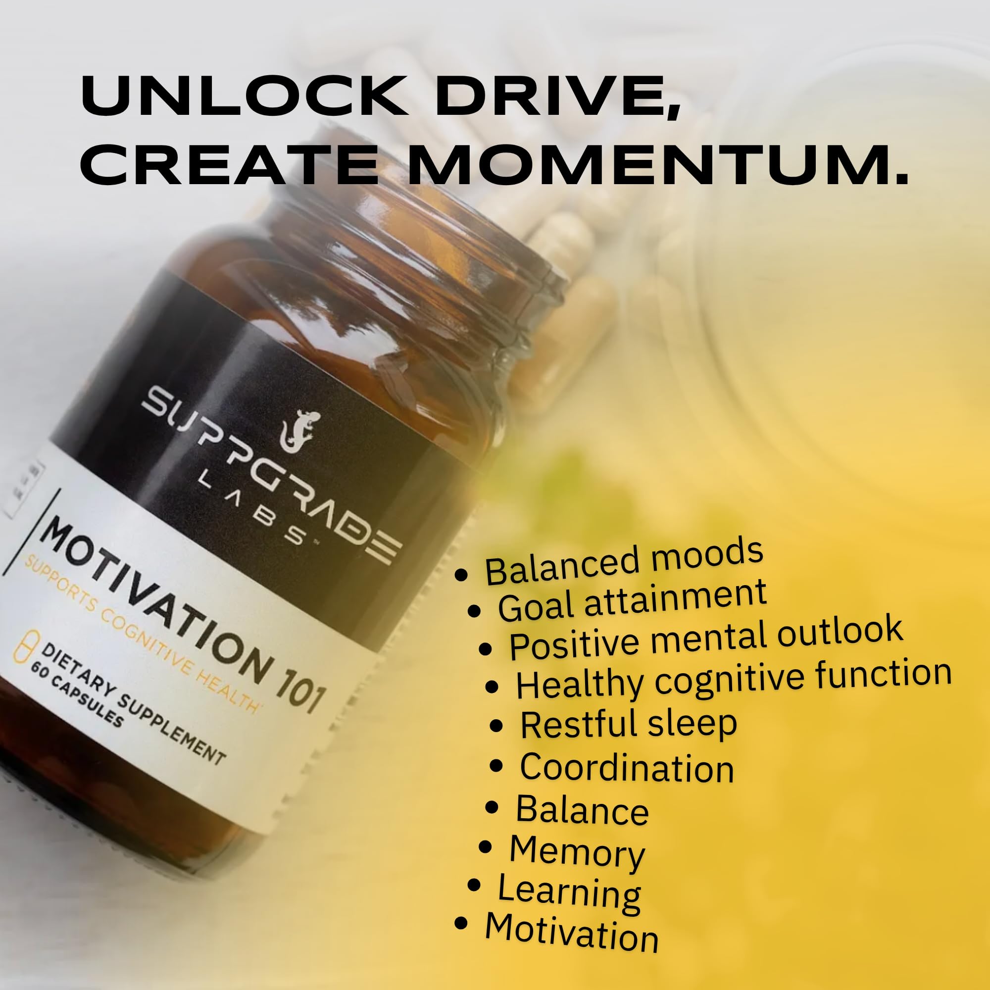 Suppgrade Labs Motivation 101 label highlights L-DOPA and NALT for clarity.