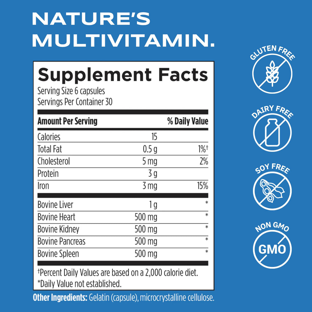 Suppgrade Labs Organs 101 ingredients-panel lists iron, zinc, B vitamins for everyday vitality