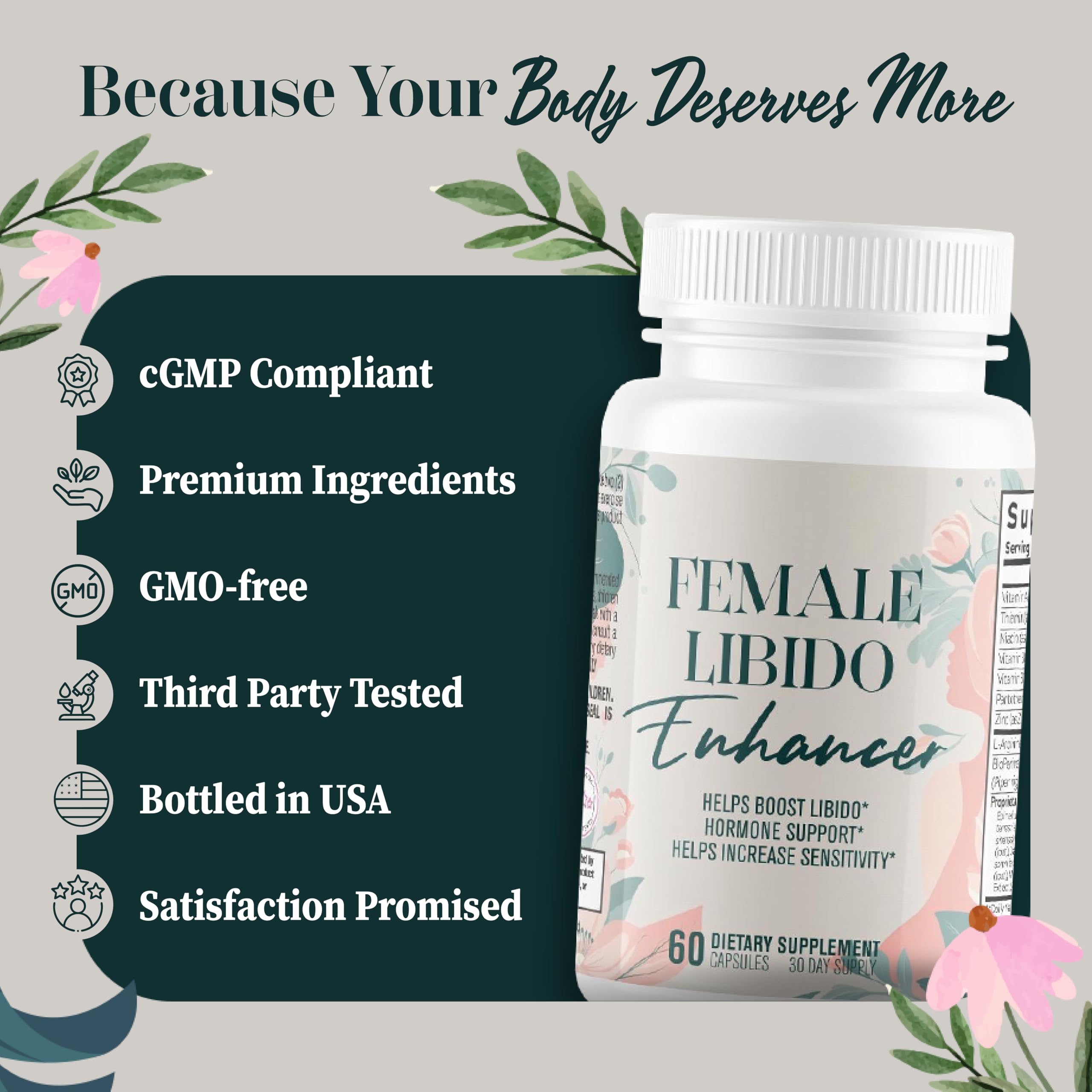 Supplement Universe Female Libido Enhancer packaging display for at-home wellness convenience.