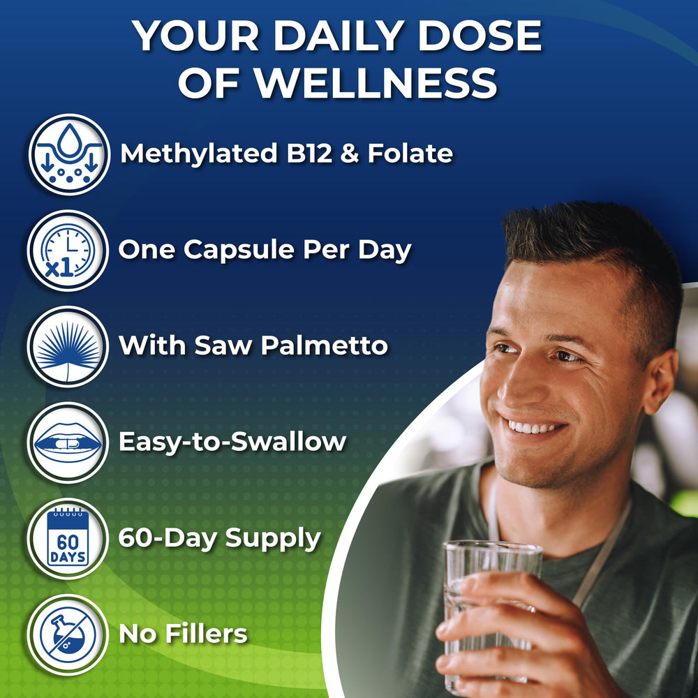SUPPLEMENTS STUDIO Men's Daily Multivitamin capsules close-up highlighting vegan formula for daily wellness.