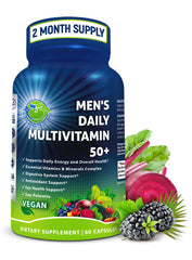 Supplements Studio Men's Daily Multivitamin bottle front supports overall wellness for fifty-plus men.
