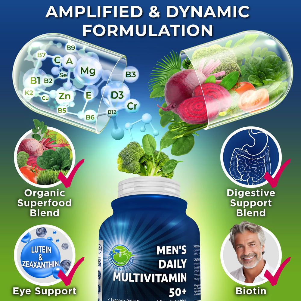 Supplements Studio Saw Palmetto blend bottle visual underscores men’s wellness support.