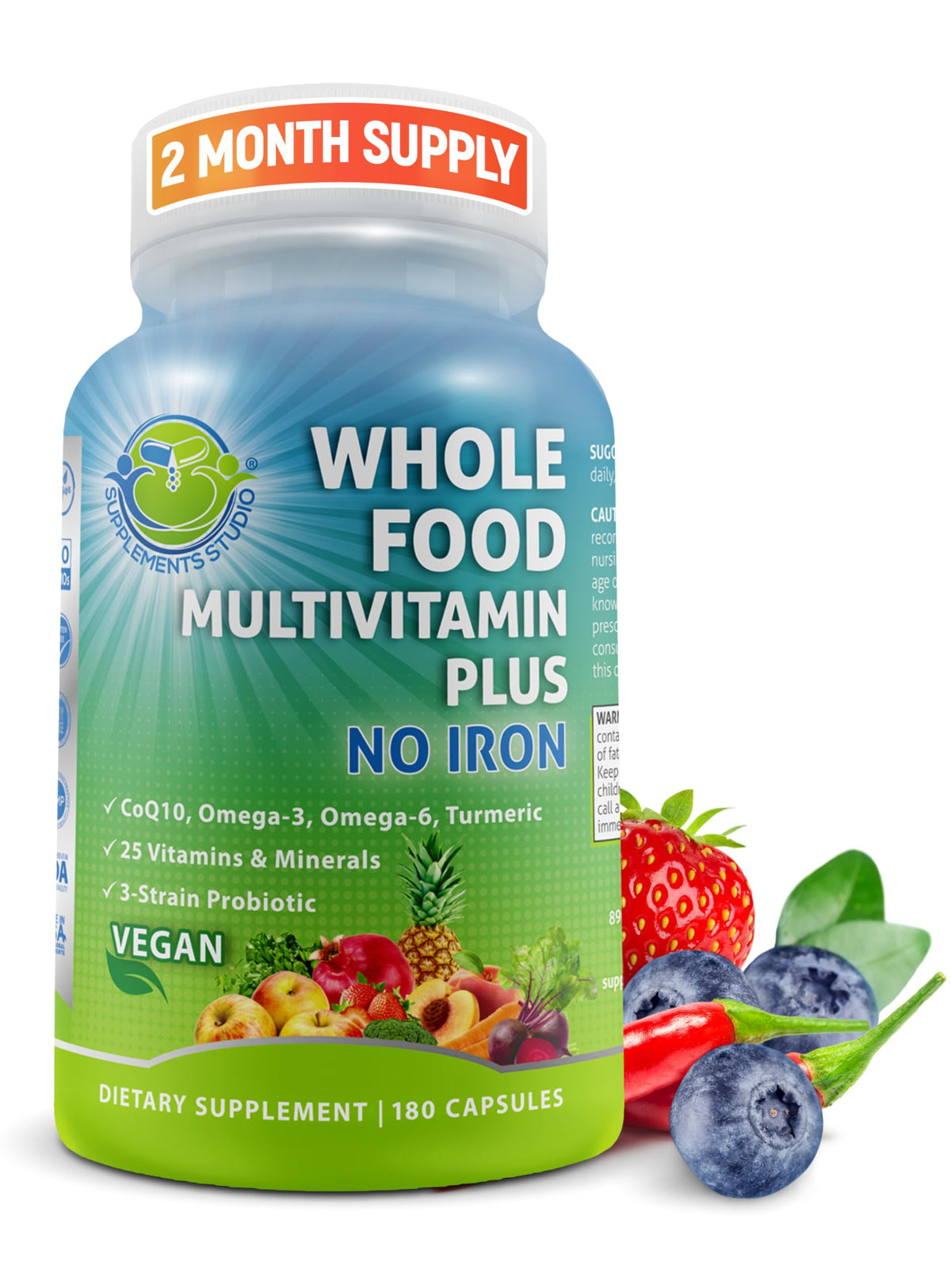 SUPPLEMENTS STUDIO vegan daily multivitamin bottle front for daily wellness from whole-food ingredients