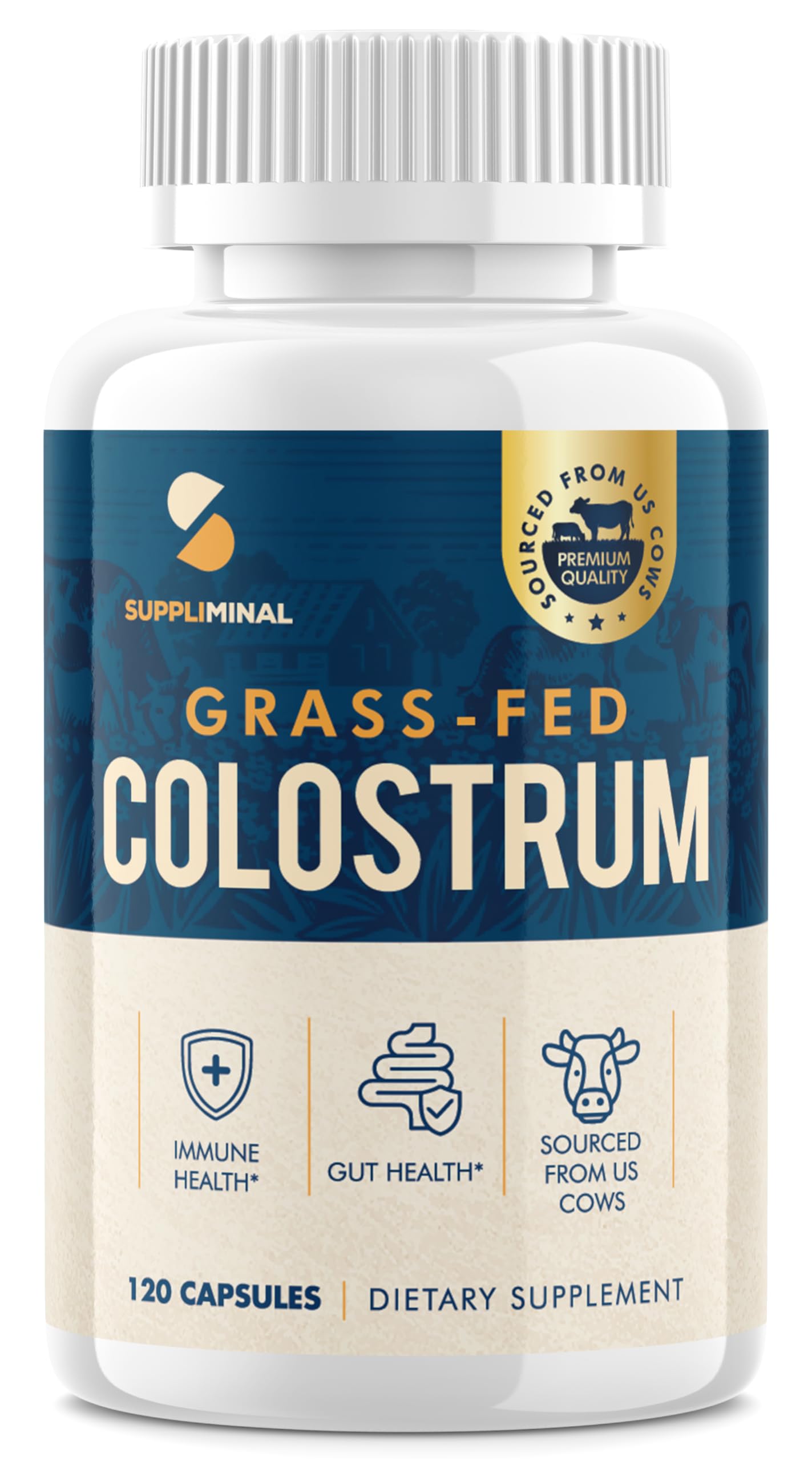 Suppliminal Bottle Label: clear information on 1,000 mg per serving and IgG content