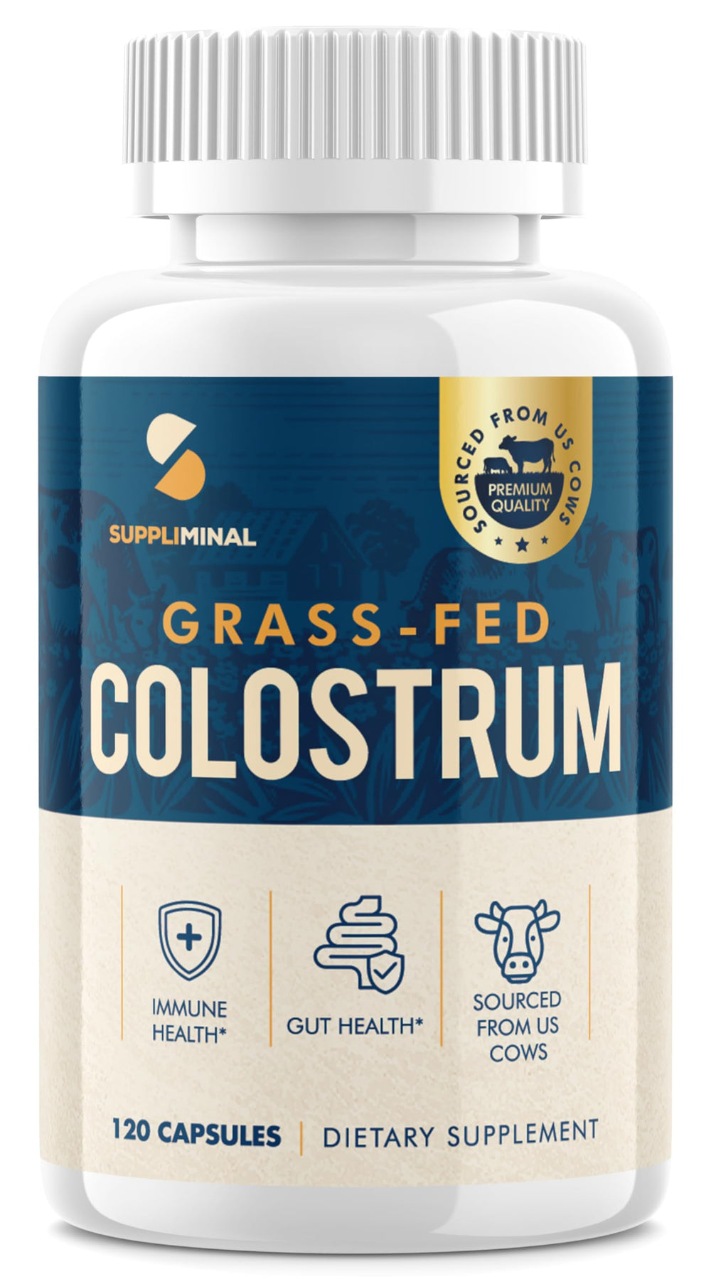 Suppliminal Bottle Label: clear information on 1,000 mg per serving and IgG content