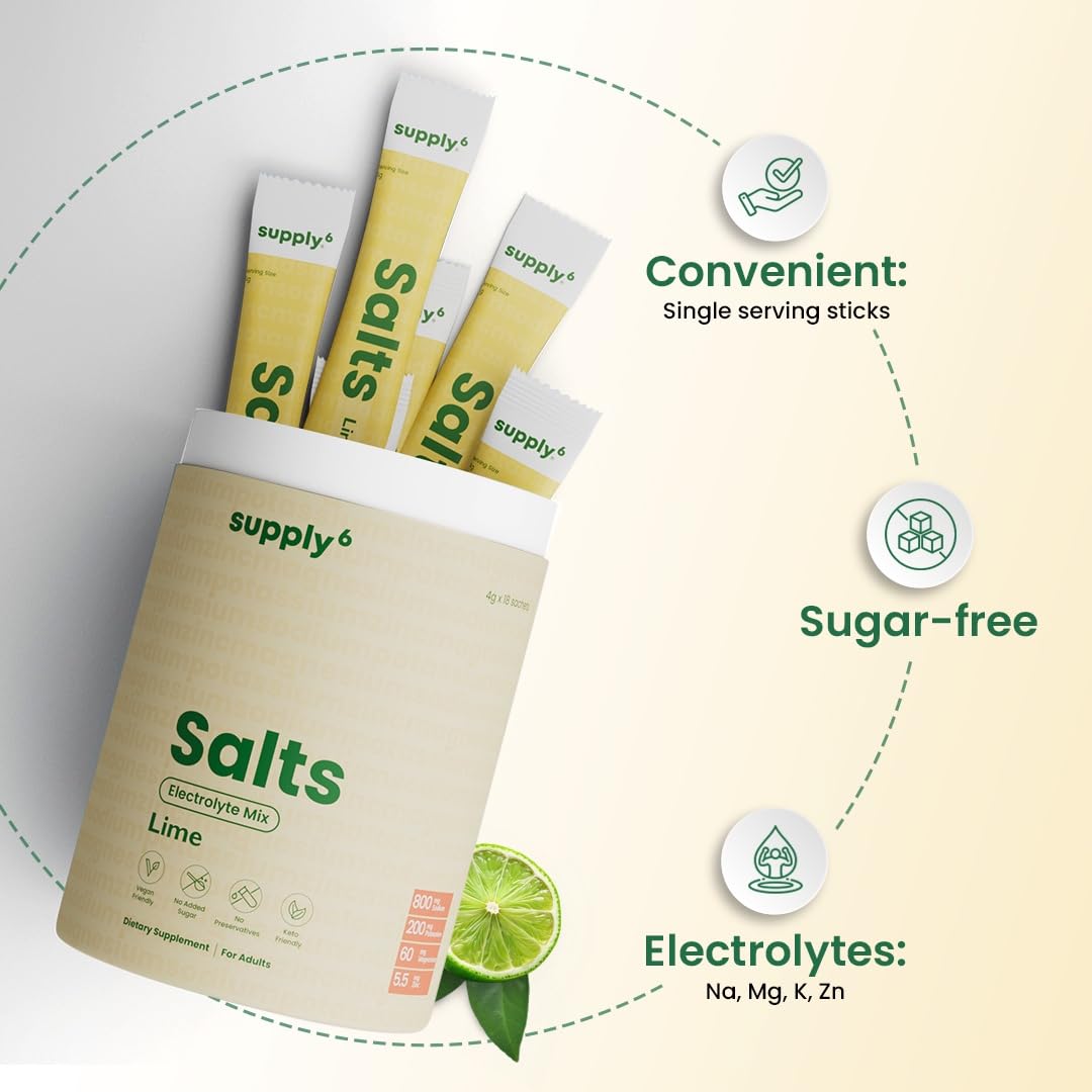 SUPPLY6 Salts vegan keto friendly packaging highlights clean hydration