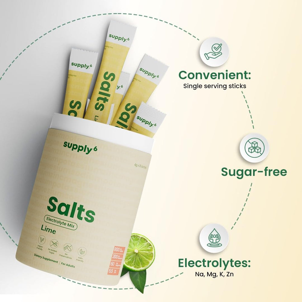 SUPPLY6 Salts vegan keto friendly packaging highlights clean hydration