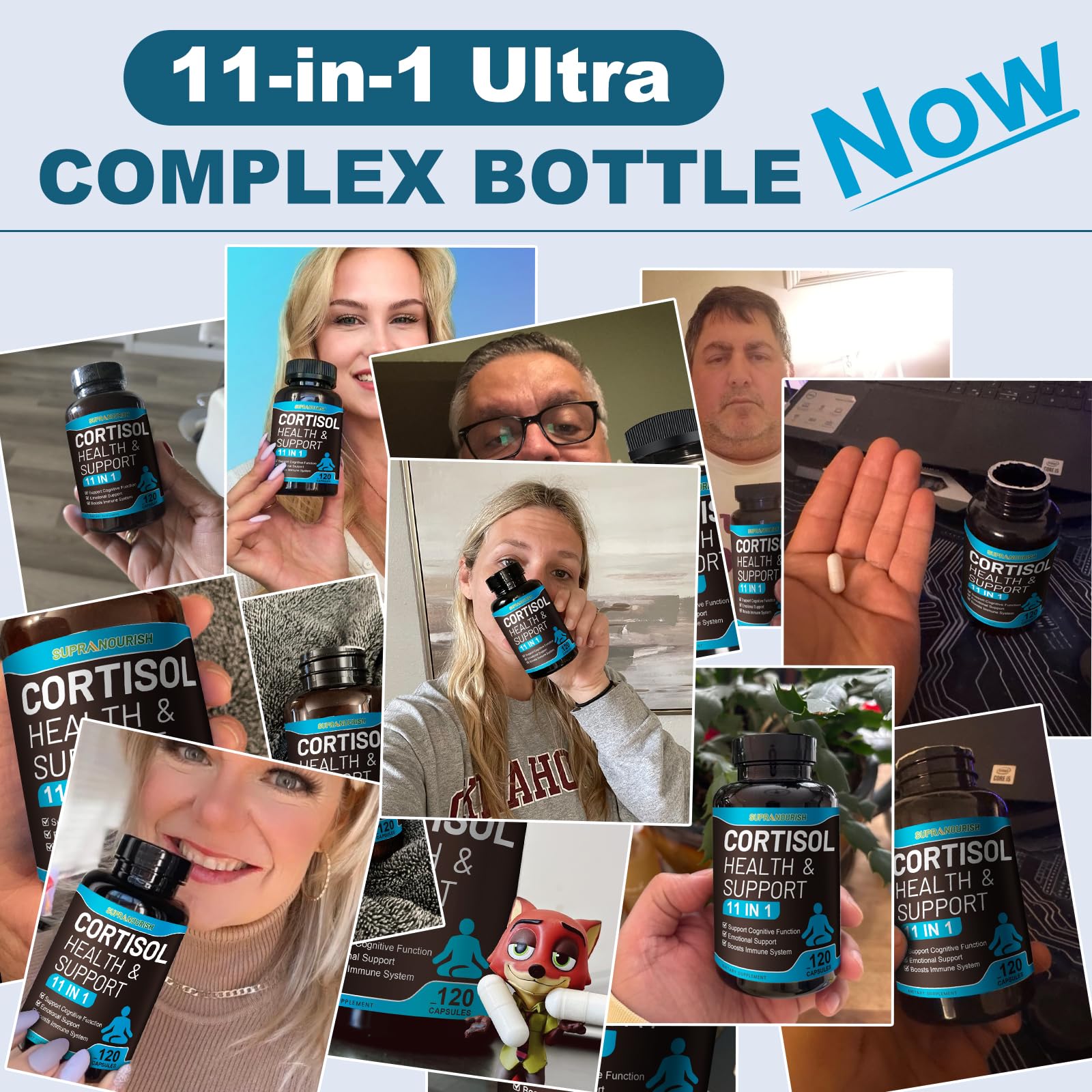 Daily-use routine with SUPRANOURISH Cortisol Balance bottle ready for your day.