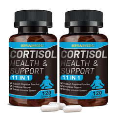 SUPRANOURISH Cortisol Manager bottle front showing 11-in-1 formula for daily balance