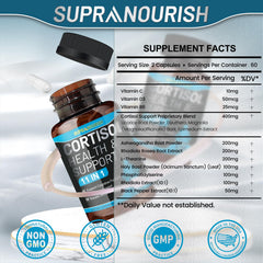 Close-up of SUPRANOURISH Cortisol Manager capsules for convenient daily use