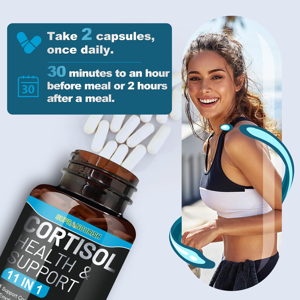 Daily dosing scene with SUPRANOURISH Cortisol Manager capsules