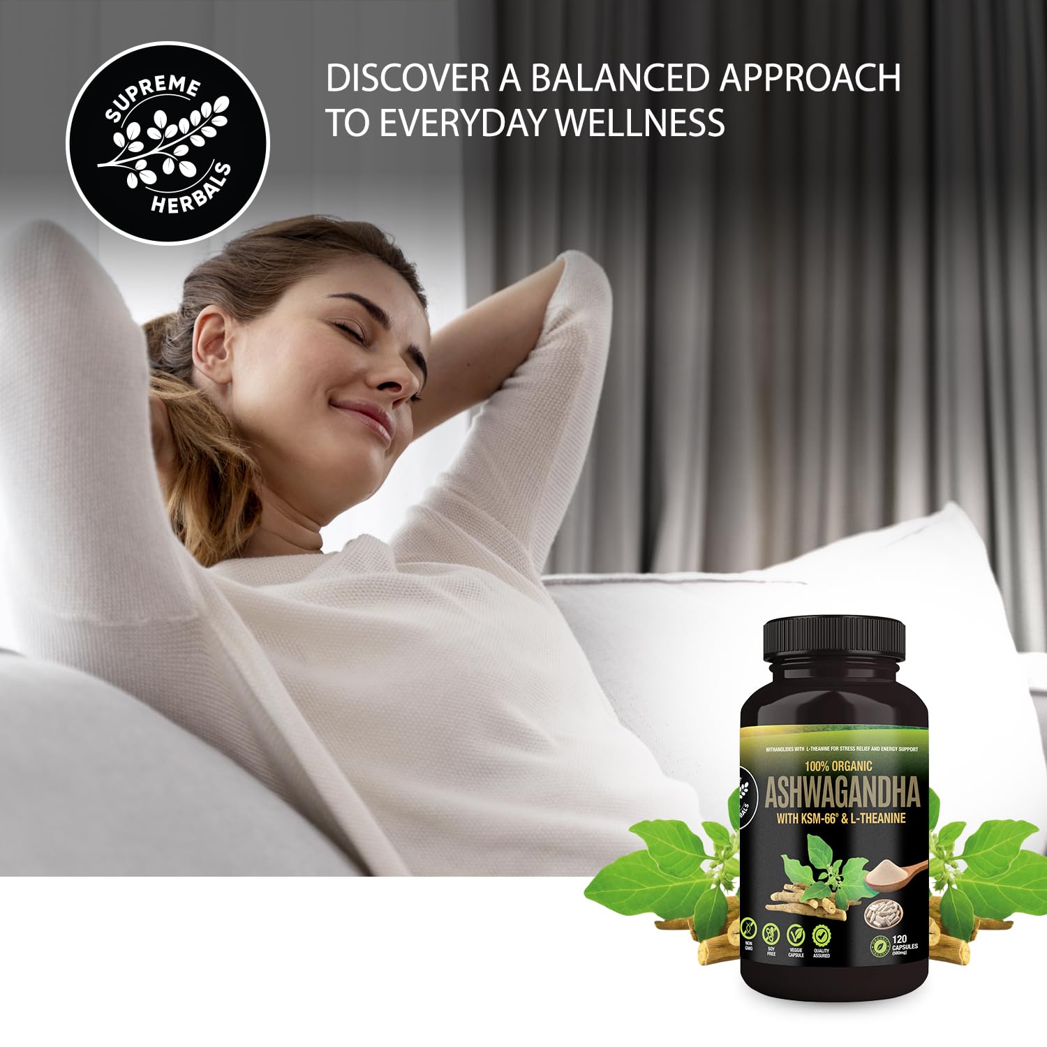 KSM-66 extract detail in Supreme Herbals Ashwagandha capsules