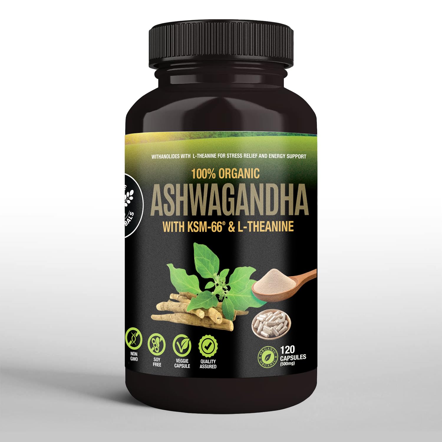 Pouring Supreme Herbals Ashwagandha capsules from bottle for easy dosing