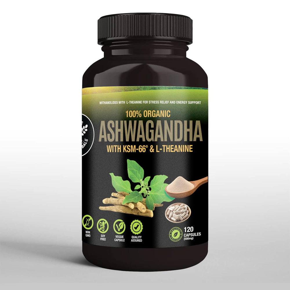 Pouring Supreme Herbals Ashwagandha capsules from bottle for easy dosing
