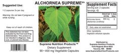 Supreme Nutrition Alchornea Supreme lab testing seal signaling quality assurance.