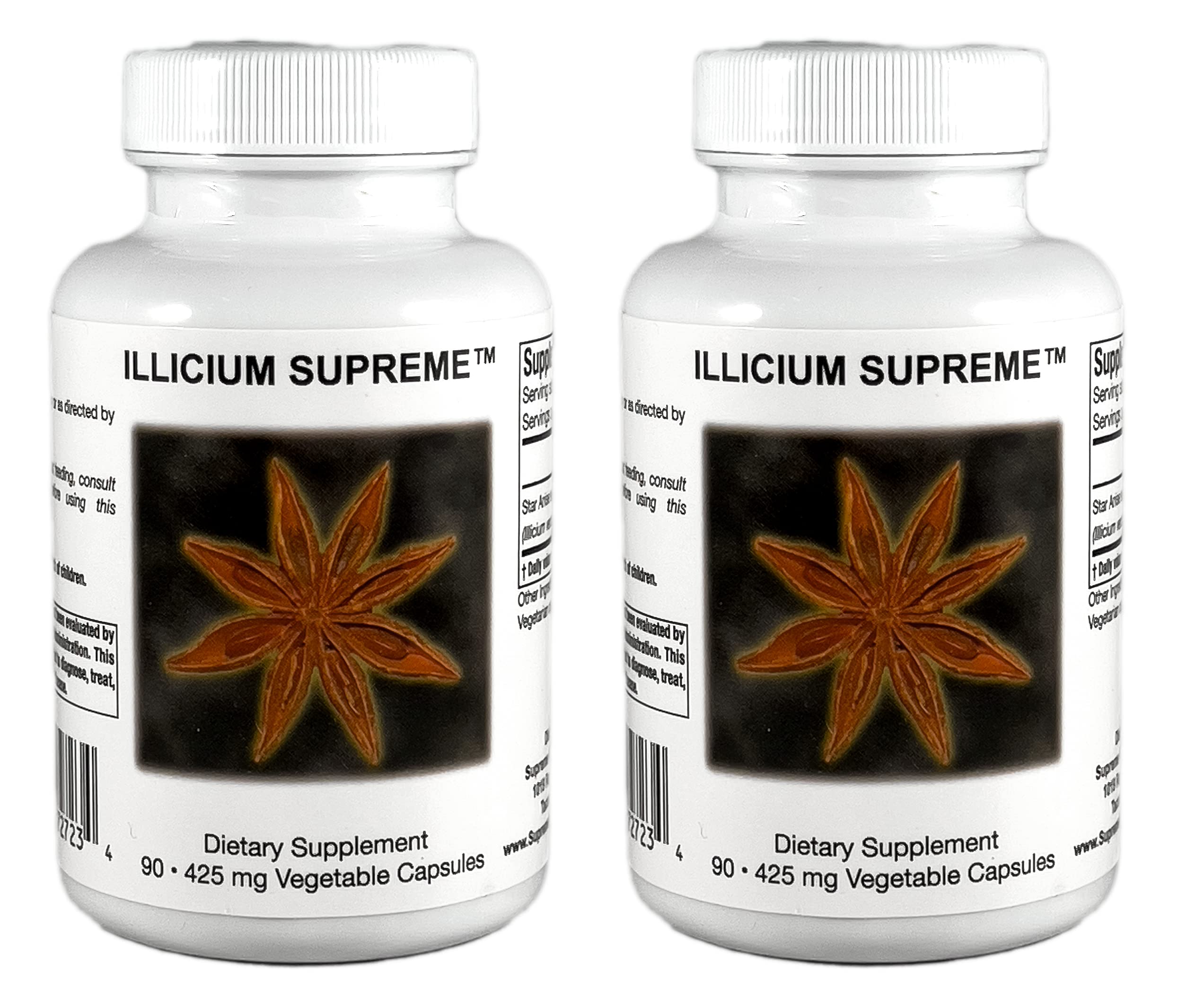 Supreme Nutrition Illicium Supreme bottle front view showing pure star anise capsules for culinary aroma.