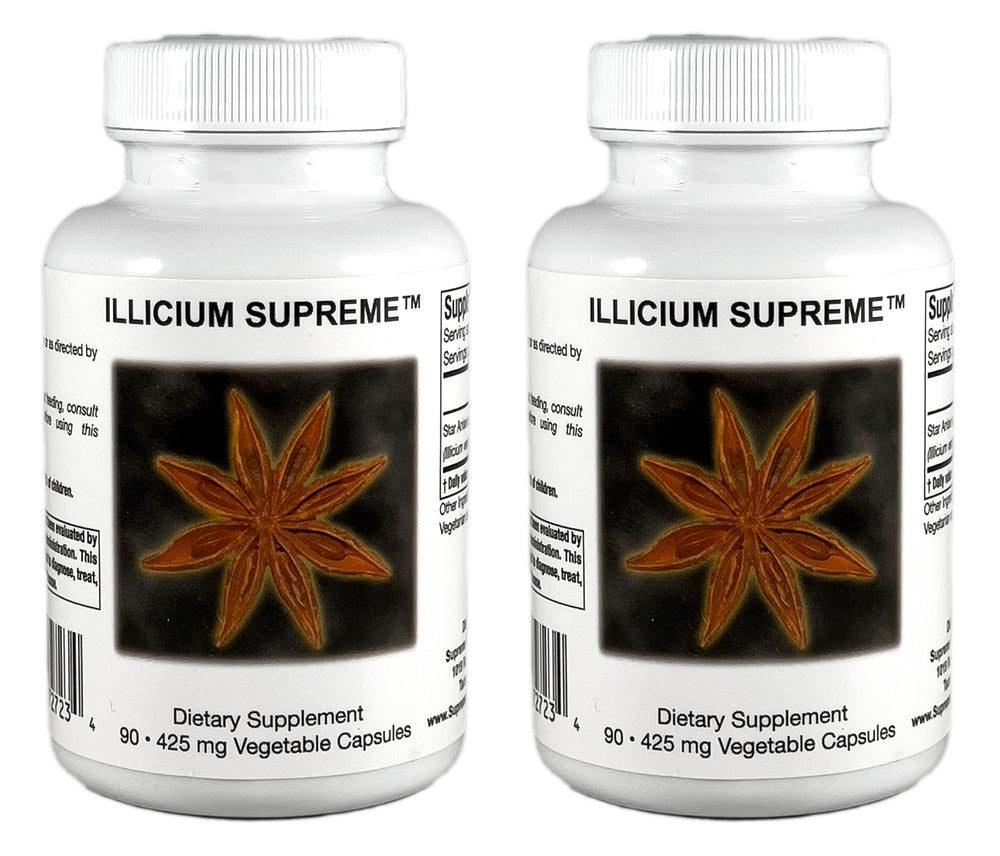 Supreme Nutrition Illicium Supreme bottle front view showing pure star anise capsules for culinary aroma.