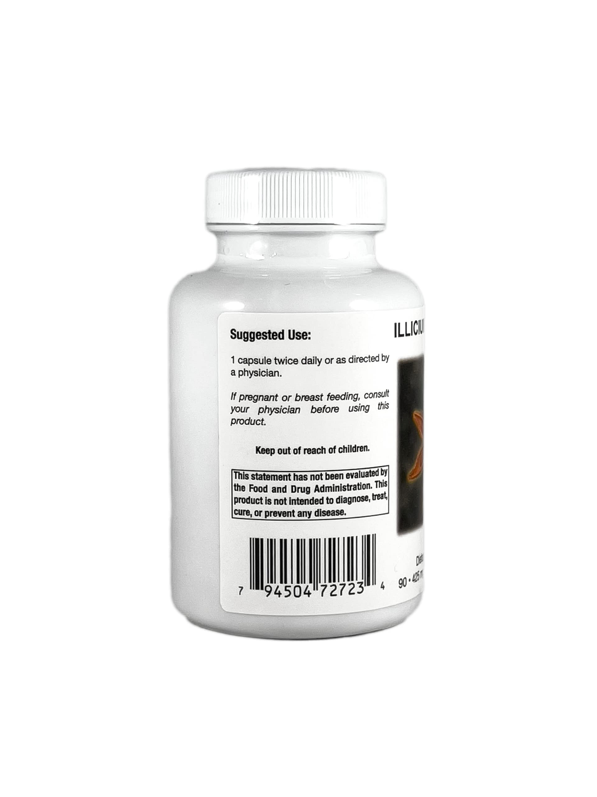 Label view of Illicium Supreme emphasizing vegetarian capsules and purity.