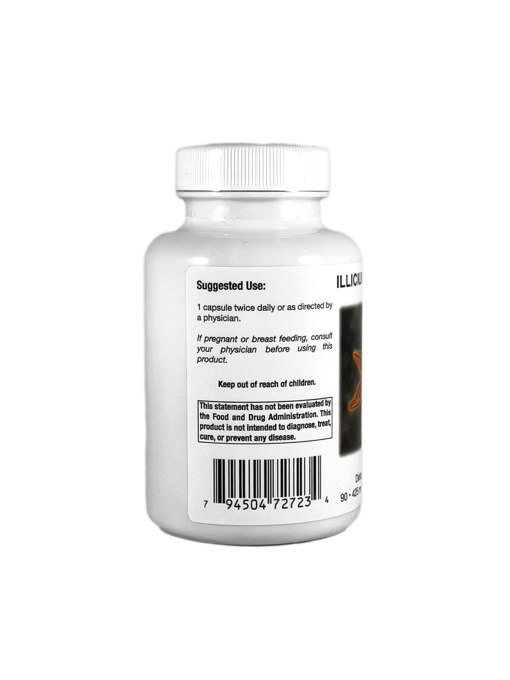 Label view of Illicium Supreme emphasizing vegetarian capsules and purity.
