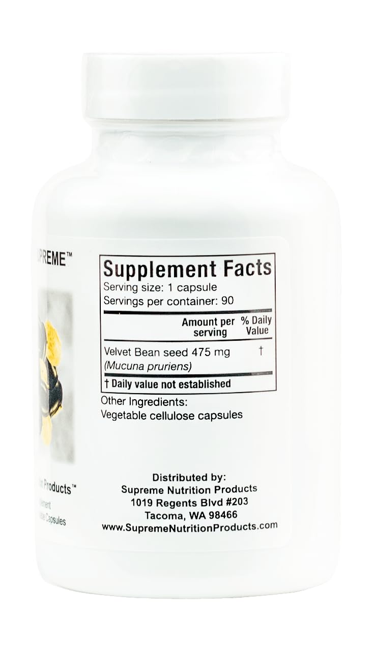 Supreme Nutrition Mucuna Supreme pack of two capsules showing value and packaging