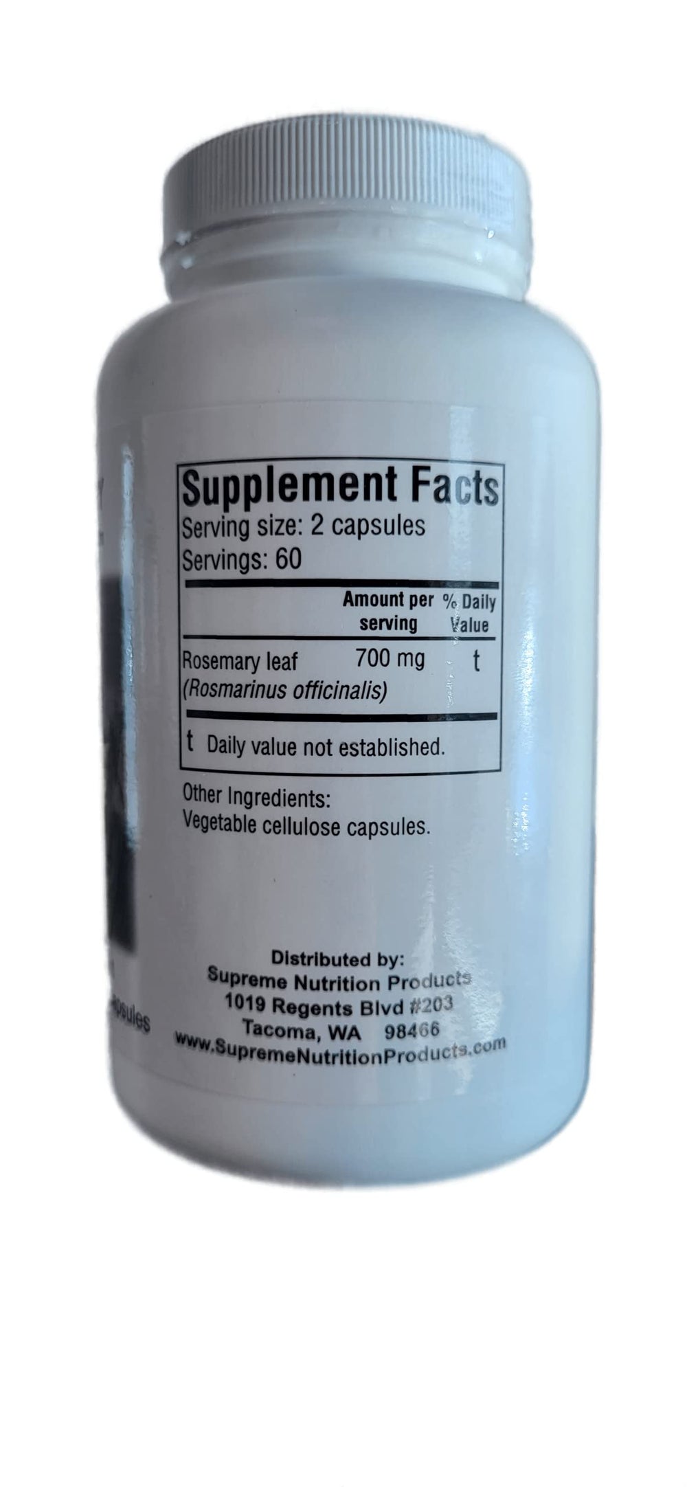 Supreme Nutrition Rosemary Supreme capsules poured for easy daily supplementation.