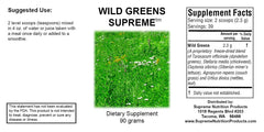 Supreme Nutrition Wild Greens powder scoop highlights convenient, versatile herbal mix for smoothies.