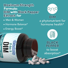 Surebounty DIM bottle label with dosing information and ingredients.