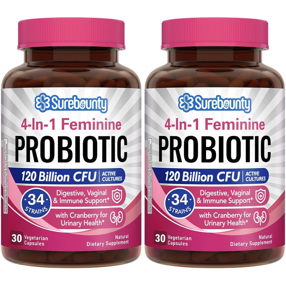 Surebounty Probiotics for Women bottle front highlighting high potency digestive and vaginal support