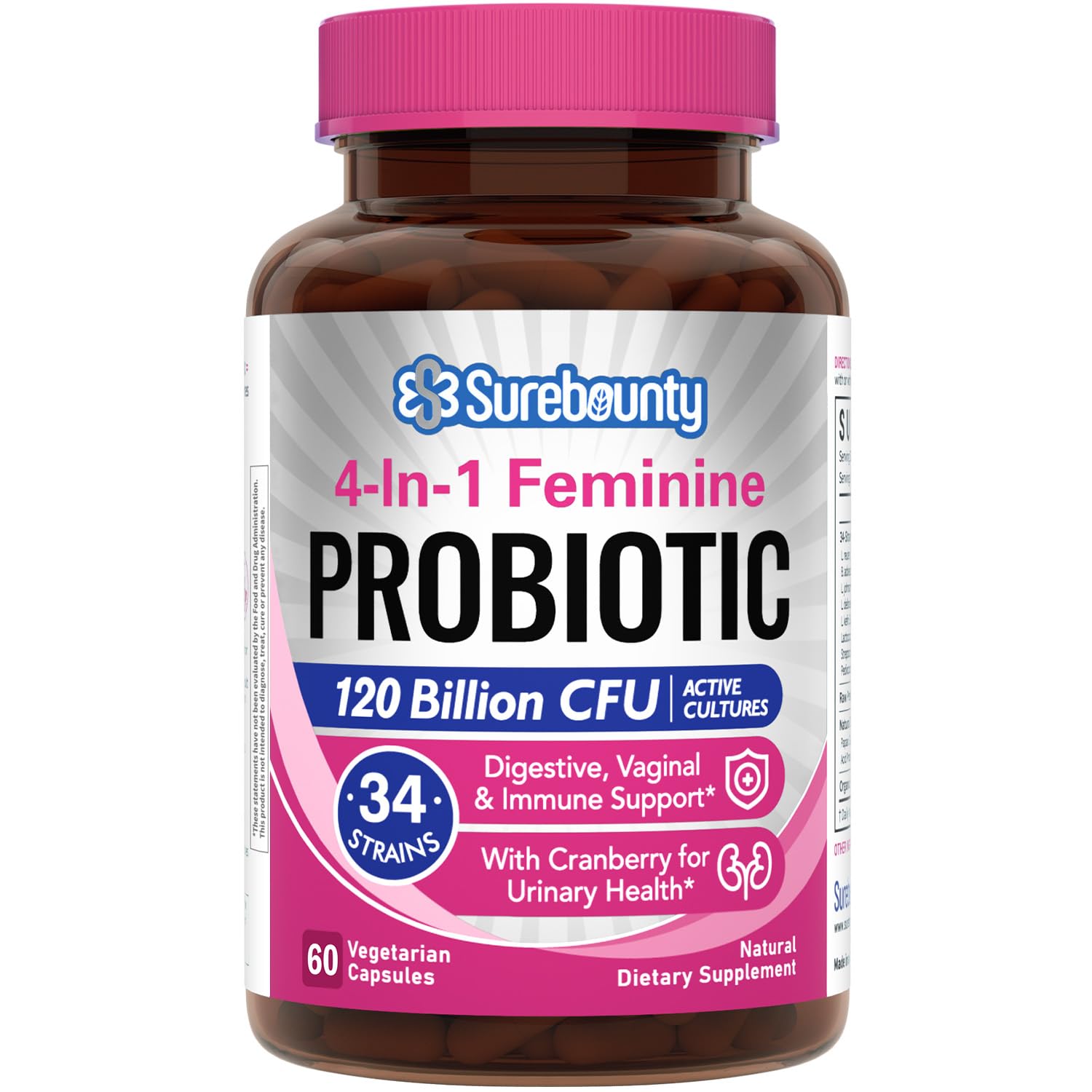Surebounty Probiotics for Women bottle front promotes daily digestive balance